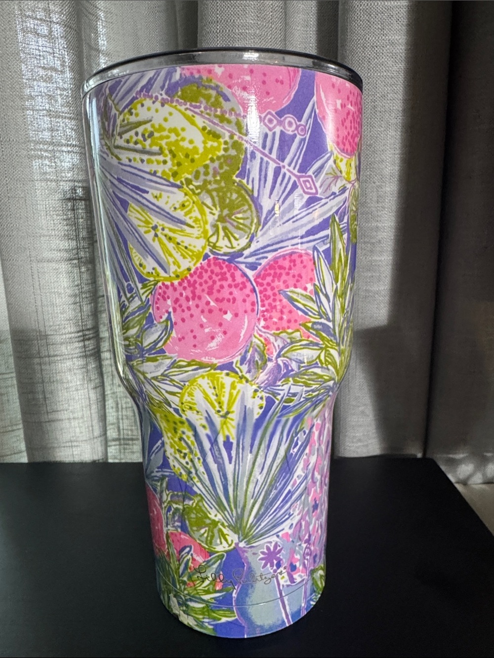 Lilly Pulitzer Pink, Purple and Green Floral Print Travel Tumbler